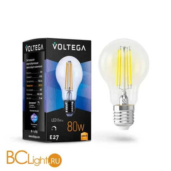 Лампа Voltega E27 LED 8W 740 Lm 2800K VG10-А1E27warm8W-FD 5489