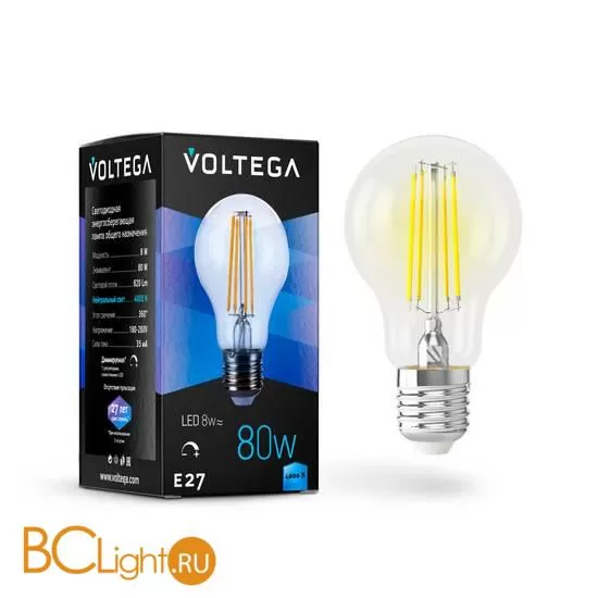 Лампа Voltega E27 LED 8W 820Lm 4000K VG10-А1E27cold8W-FD 5490
