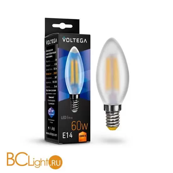 Лампа Voltega E14 LED 6W 570Lm 2800K VG10-C2E14warm6W-F 7044