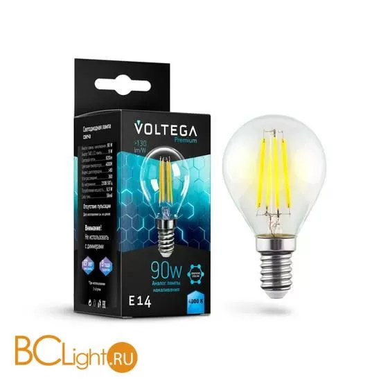 Лампа Voltega E14 Globe LED 6.5W Graphene 820Lm 4000K VG10-G45E14cold9W-F 7137