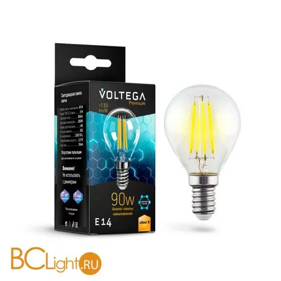 Лампа Voltega E14 Globe LED 6.5W Graphene 800Lm 2800K VG10-G45E14warm9W-F 7136