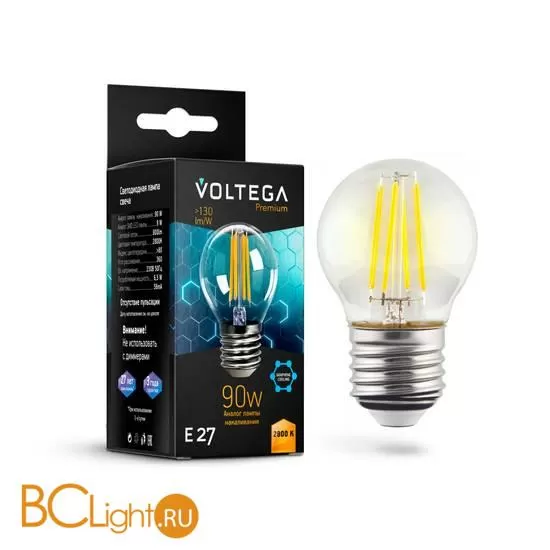 Лампа Voltega E27 Globe LED 6.5W Graphene 800Lm 2800K VG10-G45E27warm9W-F 7138