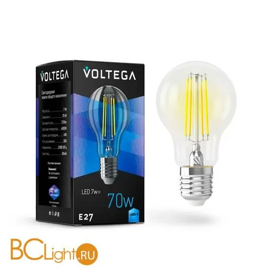 Лампа Voltega E27 LED 7W 720Lm 4000K VG10-A60E27cold7W-F 7141
