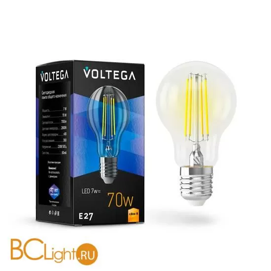 Лампа Voltega E27 LED 7W 700Lm 2800K VG10-A60E27warm7W-F 7140