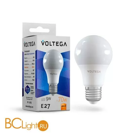 Лампа Voltega E27 LED 9W 2800K 700Lm VG2-A2E27warm9W 8343
