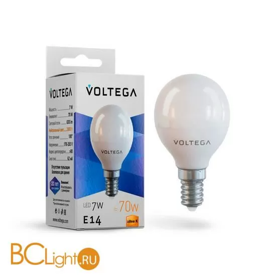 Лампа Voltega E14 LED 7W 630Lm 2800K VG2-G45E14warm7W 7054