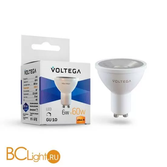 Лампа Voltega GU10 LED 6W 600Lm 2800K VG2-S1GU10warm6W-D 7108