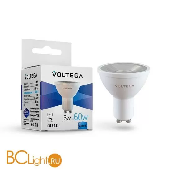 Лампа Voltega GU10 LED 6W 600Lm 4000K VG2-S1GU10cold6W-D 7109