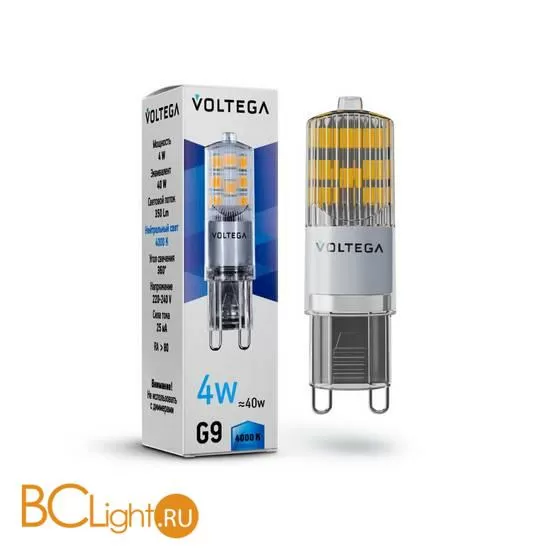 Лампа Voltega G9 LED 4W 350Lm 4000K VG9-K2G9cold4W 7125