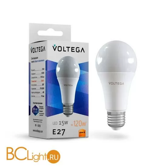 Лампа Voltega E27 LED 15W 1150Lm 2800K VG2-A60E27warm15W 7156
