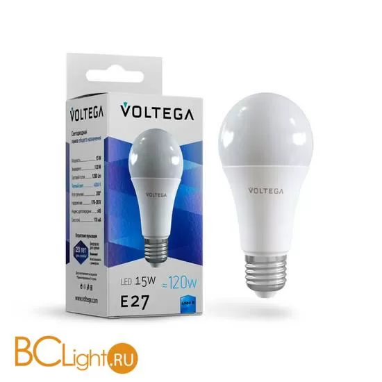 Лампа Voltega E27 LED 15W 1200Lm 4000K VG2-A60E27cold15W 7157