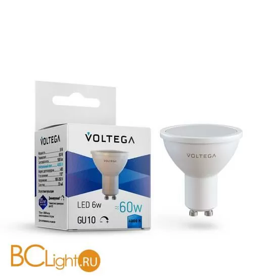 Лампа светодиодная GU10 LED Sofit dim 6W 4000K 600Lm Voltega 8458