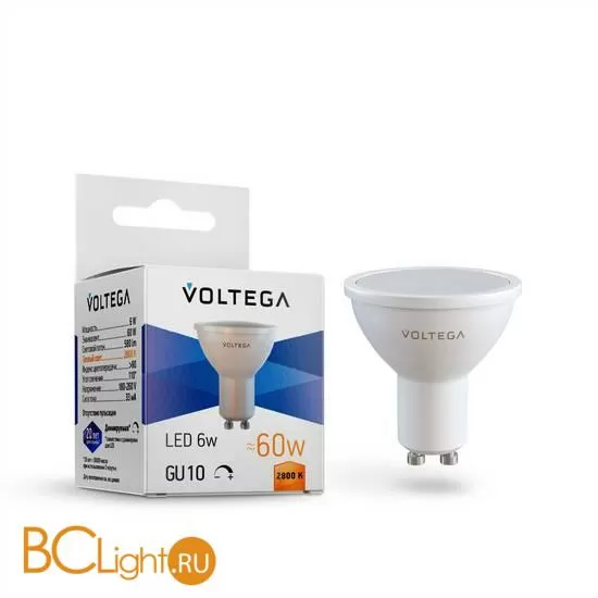 Лампа светодиодная GU10 Sofit dim 6W 2800K 600Lm Voltega 8457