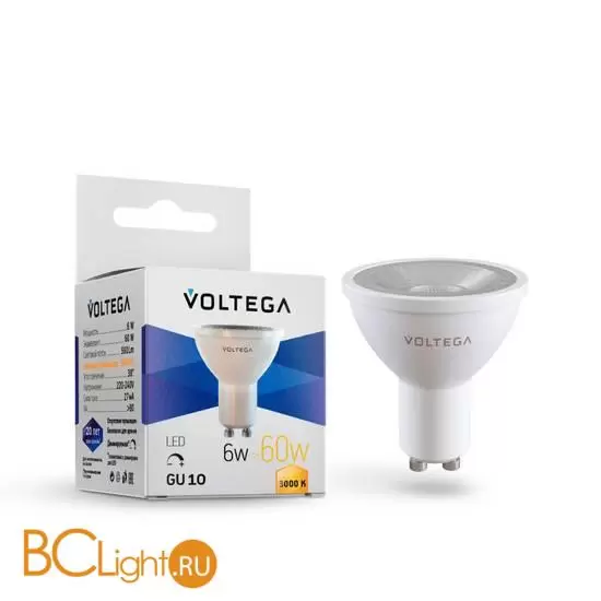 Светодиодная лампа Simple MR16 6W 3000K GU10 DIM Voltega Sofit dim GU10 Lens 7251