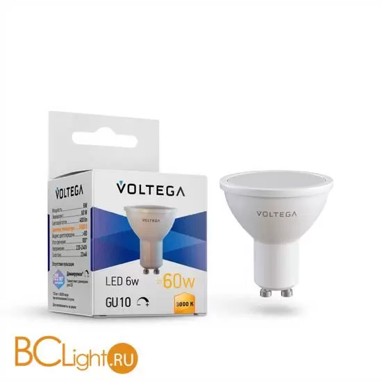 Светодиодная лампа Simple MR16 6W 3000K GU10 DIM Voltega Sofit dim GU10 7239
