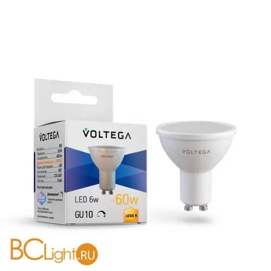 Светодиодная лампа Simple MR16 6W 3000K GU10 DIM Voltega Sofit dim GU10 7239