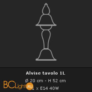 Настольная лампа Voltolina Alvise Lumetto 1L Nikel Rosso - Схема