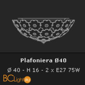 Настенно-потолочный светильник Voltolina Flora Diam. 40 FIORI PASTELLO + FIORI FOGLIA ORO - Схема