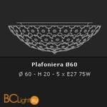 Настенно-потолочный светильник Voltolina Flora Diam. 60 FIORI PASTELLO + FIORI FOGLIA ORO - Схема