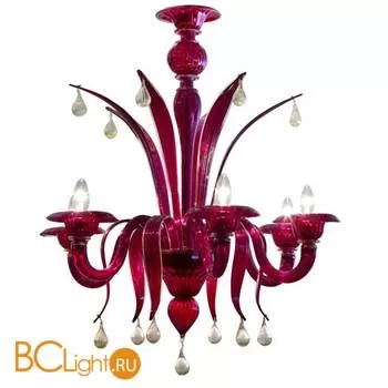 Люстра Voltolina Iris 6L rosso-bordo oro cromo