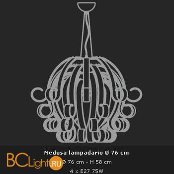 Подвесной светильник Voltolina Medusa 4L LILLA cromo - Схема
