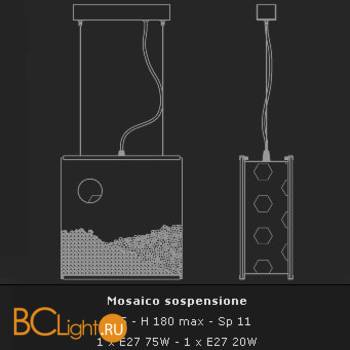 Подвесной светильник Voltolina Mosaico sospensione Inverno - Схема