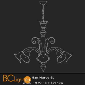 Люстра Voltolina San Marco 8L AMBRA NIKELATA - Схема