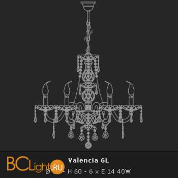 Люстра Voltolina Valencia 6L Nikel - Схема
