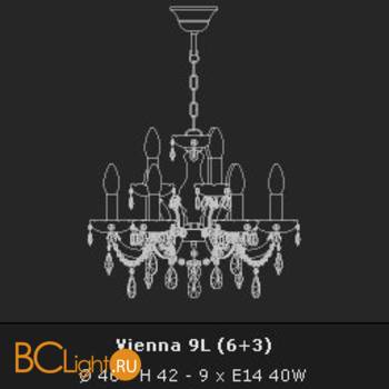 Люстра Voltolina Vienna 6+3L ottone CRISTALLO - Схема
