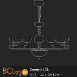 Люстра Voltolina ZODIACO Gemini 12L azzuro - Схема