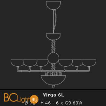 Люстра Voltolina ZODIACO Virgo 6L blu - Схема
