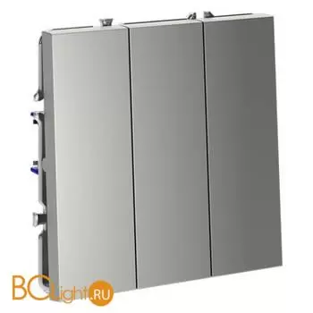 Выключатель встраиваемый VOLTUM S70 трехклавишный 10А, (сталь) VLS030105 - Фото 1