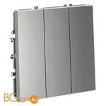 Выключатель встраиваемый VOLTUM S70 трехклавишный 10А, (сталь) VLS030105 - Фото 1