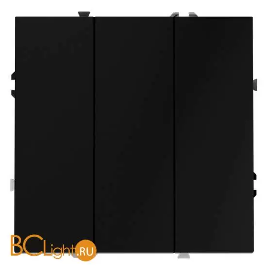 Выключатель встраиваемый VOLTUM S70 трехклавишный 10А, (черный матовый) VLS030108