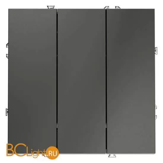 Выключатель встраиваемый VOLTUM S70 трехклавишный 10А, (титан) VLS030106