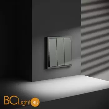 Выключатель встраиваемый VOLTUM S70 трехклавишный 10А, (титан) VLS030106 - Фото 4