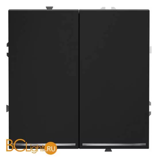 Выключатель встраиваемый VOLTUM S70 двухклавишный с подсветкой 10А, (графит) VLS020207