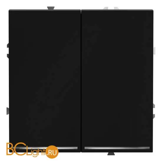 Выключатель встраиваемый VOLTUM S70 двухклавишный с подсветкой 10А, (черный матовый) VLS020208