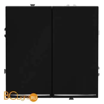 Выключатель встраиваемый VOLTUM S70 двухклавишный с подсветкой 10А, (черный матовый) VLS020208