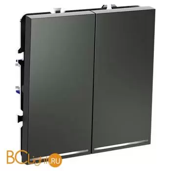 Выключатель встраиваемый VOLTUM S70 двухклавишный с подсветкой 10А, (титан) VLS020206 - Фото 1