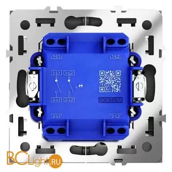 Выключатель встраиваемый VOLTUM S70 двухклавишный с подсветкой 10А, (титан) VLS020206 - Фото 2