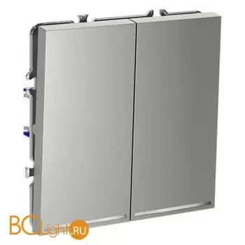 Выключатель встраиваемый VOLTUM S70 двухклавишный с подсветкой 10А, (сталь) VLS020205 - Фото 1