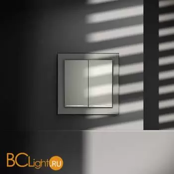 Выключатель встраиваемый VOLTUM S70 двухклавишный с подсветкой 10А, (сталь) VLS020205 - Фото 3