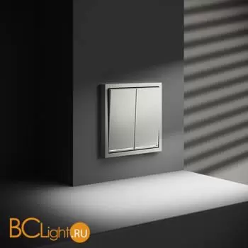 Выключатель встраиваемый VOLTUM S70 двухклавишный с подсветкой 10А, (сталь) VLS020205 - Фото 4