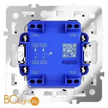 Выключатель встраиваемый VOLTUM S70 двухклавишный с подсветкой 10А, (кашемир) VLS020203 - Фото 2