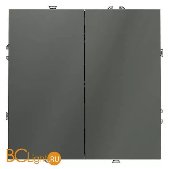 Выключатель встраиваемый VOLTUM S70 двухклавишный 10А, (титан) VLS020106