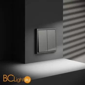 Выключатель встраиваемый VOLTUM S70 двухклавишный 10А, (титан) VLS020106 - Фото 4