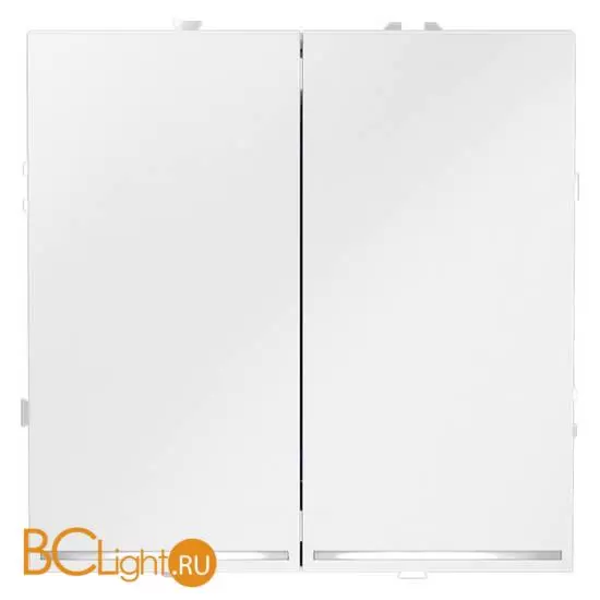 Выключатель встраиваемый VOLTUM S70 двухклавишный с подсветкой 10А, (белый матовый) VLS020202