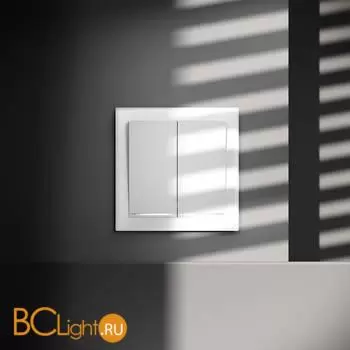 Выключатель встраиваемый VOLTUM S70 двухклавишный с подсветкой 10А, (белый матовый) VLS020202 - Фото 0