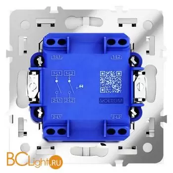 Выключатель встраиваемый VOLTUM S70 двухклавишный с подсветкой 10А, (белый матовый) VLS020202 - Фото 3